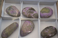 Polished Stichtite & Serpentine Free Forms With Silky Purple Threads  x 6 From Barberton, South Africa - Toprock Gemstones and Minerals 