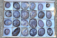 Polished Lithium Mica Purple Lepidolite Palm Stones (Some With Pink Rubellite) x 24 From Madagascar - TopRock