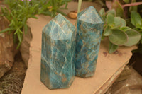 Polished Blue Apatite Points  x 4 From Madagascar - TopRock