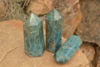 Polished Blue Apatite Points  x 4 From Madagascar - TopRock