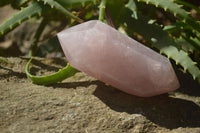 Polished Gemmy Double Terminated Rose Quartz Points x 3 From Antsirabe, Madagascar