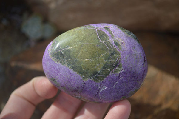 Polished Stichtite & Serpentine Free Forms With Silky Purple Threads  x 6 From Barberton, South Africa - Toprock Gemstones and Minerals 