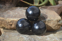 Polished Schorl Black Tourmaline Spheres x 6 From Madagascar