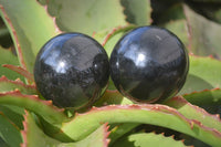 Polished Schorl Black Tourmaline Spheres x 6 From Madagascar