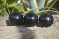 Polished Schorl Black Tourmaline Spheres x 6 From Madagascar