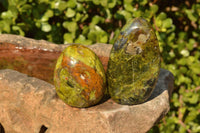 Polished Green Opal Standing Free Forms  x 4 From Antsirabe, Madagascar - TopRock