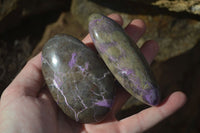 Polished Stichtite & Serpentine Free Forms With Silky Purple Threads  x 6 From Barberton, South Africa - Toprock Gemstones and Minerals 