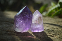 Polished Window Amethyst Points  x 12 From Ankazobe, Madagascar