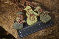 Polished Copper Wire Wrapped Ancient Eagle Pendants  x 6 From Southern Africa