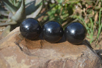 Polished Schorl Black Tourmaline Spheres x 6 From Madagascar