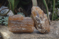 Natural Honey Aragonite Etched & Cobbed Pieces  x 2 From Namibia