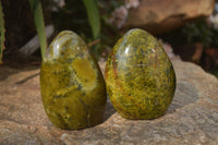 Polished Green Opal Standing Free Forms  x 3 From Antsirabe, Madagascar