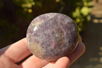 Polished Lithium Mica Purple Lepidolite Palm Stones (Some With Pink Rubellite) x 24 From Madagascar - TopRock