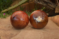 Polished  Stunning Carnelian Agate Spheres  x 2 From Madagascar