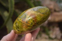 Polished Green Opal Standing Free Forms  x 3 From Antsirabe, Madagascar