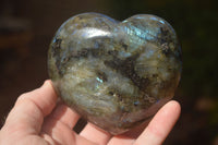 Polished  Large Puffy Labradorite Hearts  x 2 From Tulear, Madagascar