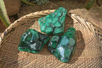 Polished Malachite Free Forms x 3 From Kolwezi, Congo