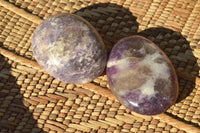 Polished Lithium Mica Purple Lepidolite Palm Stones (Some With Pink Rubellite) x 24 From Madagascar - TopRock