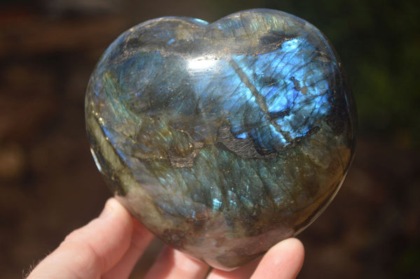 Polished  Large Puffy Labradorite Hearts  x 2 From Tulear, Madagascar