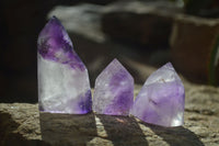 Polished Window Amethyst Points  x 12 From Ankazobe, Madagascar