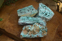 Natural Drusy Coated Chrysocolla Dolomite With Malachite Specimens x 4 From Likasi, Congo