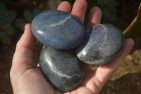 Polished  Blue Lazulite Palm Stones  x 12 From Madagascar