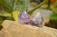 Polished Amethyst / Smokey Amethyst Window Quartz Crystals  x 12 From Akansobe, Madagascar - TopRock