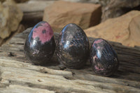 Polished Rhodonite Gemstone Eggs x 6 From Madagascar