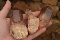 Natural Red Hematite Phantom Quartz Specimens  x 12 From Karoi, Zimbabwe - TopRock