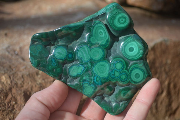 Polished Malachite Free Forms x 3 From Kolwezi, Congo