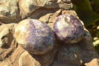 Polished Lithium Mica Purple Lepidolite Palm Stones (Some With Pink Rubellite) x 24 From Madagascar - TopRock