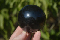 Polished Schorl Black Tourmaline Spheres x 3 From Madagascar