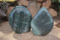 Polished Emerald Fuchsite Quartz Standing Free Forms  x 2 From Madagascar - Toprock Gemstones and Minerals 