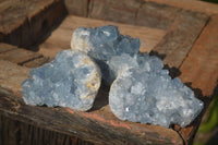 Natural Blue Celestite Crystal Specimens  x 3 From Sakoany, Madagascar - Toprock Gemstones and Minerals 