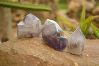 Polished Amethyst / Smokey Amethyst Window Quartz Crystals  x 12 From Akansobe, Madagascar - TopRock