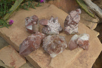 Natural Red Hematoid Quartz Specimens x 6 From Karoi, Zimbabwe