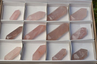 Polished Double Terminated Gemmy Rose Quartz Points x 12 From Madagascar - TopRock