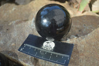 Polished Schorl Black Tourmaline Spheres x 3 From Madagascar