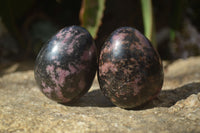 Polished Rhodonite Gemstone Eggs x 6 From Madagascar