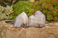 Polished Amethyst / Smokey Amethyst Window Quartz Crystals  x 12 From Akansobe, Madagascar - TopRock