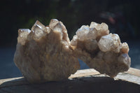 Natural Cascading White Phantom Smokey Quartz Clusters  x 2 From Luena, Congo - Toprock Gemstones and Minerals 