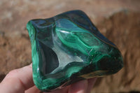 Polished Malachite Free Forms x 3 From Kolwezi, Congo