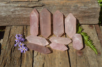 Polished Double Terminated Gemmy Rose Quartz Points x 12 From Madagascar - TopRock