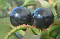 Polished Schorl Black Tourmaline Spheres x 3 From Madagascar