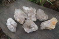 Natural Cascading White Phantom Smokey Quartz Clusters  x 6 From Luena, Congo - Toprock Gemstones and Minerals 