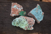 Natural Drusy Coated Chrysocolla & Malachite Dolomite Specimens x 3 From Congo