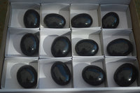 Polished Schorl Black Tourmaline Palm Stones  x 12 From Madagascar - Toprock Gemstones and Minerals 