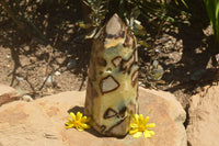 Polished Large Septaria (Yellow Calcite and Aragonite) Point x 1 From Mahajanga, Madagascar - TopRock