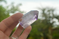 Polished Amethyst / Smokey Amethyst Window Quartz Crystals  x 12 From Akansobe, Madagascar - TopRock