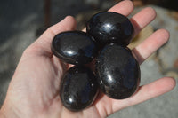 Polished Schorl Black Tourmaline Palm Stones  x 12 From Madagascar - Toprock Gemstones and Minerals 